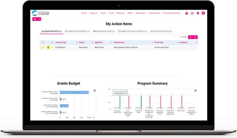 screenshot of SmartSimple Cloud